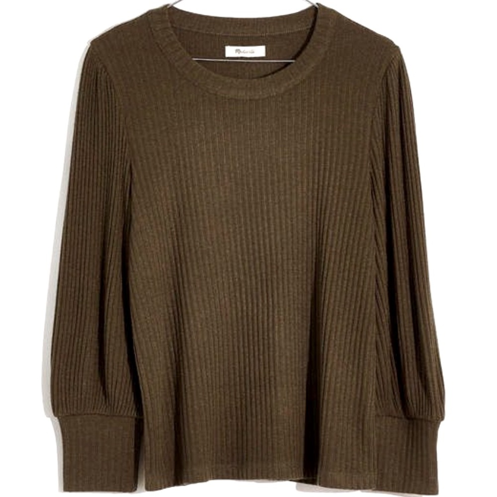 Madewell Brushed Rib Pleat-Sleeve Top